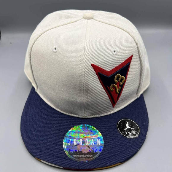 Air Jordan 23 Hat Men 7 3/8 White Blue Embroidered Jumpman Fitted Cap